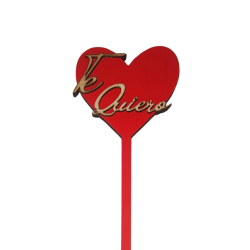 Pick decorativo con mensaje Te Quiero para personalizar ramos, Flores La Paz