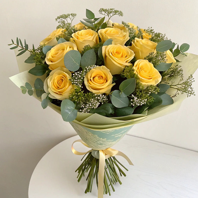 RAMO DE ROSAS AMARILLAS | 12 ROSAS – programar entrega en Madrid