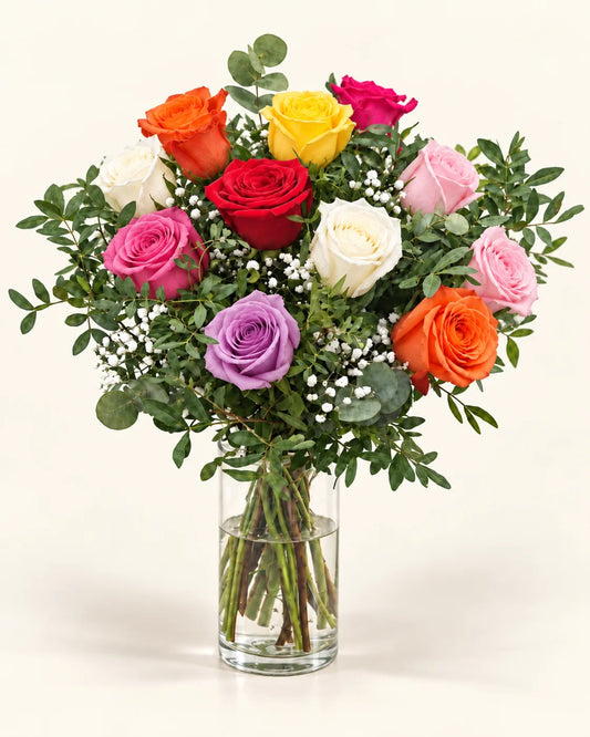 RAMO DE ROSAS MULTICOLOR | 12 ROSAS